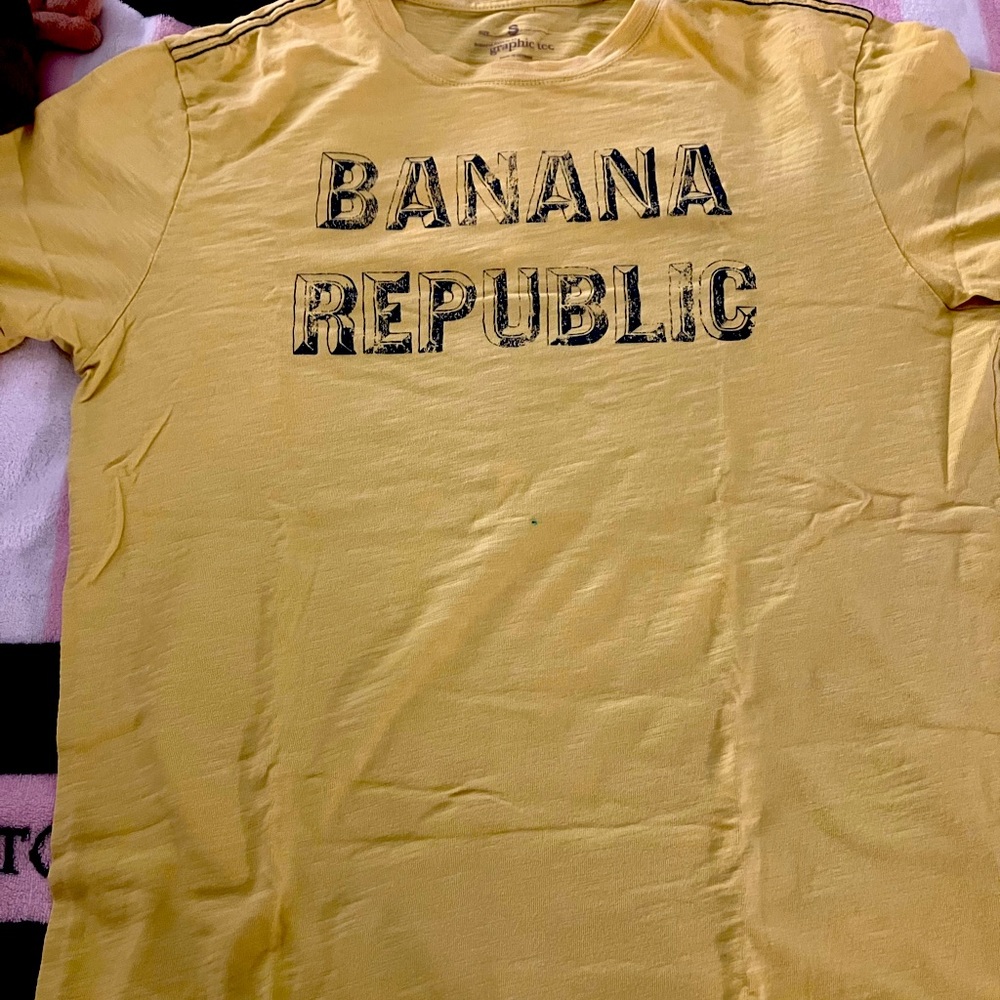 Yellow Banana Republic shirt.